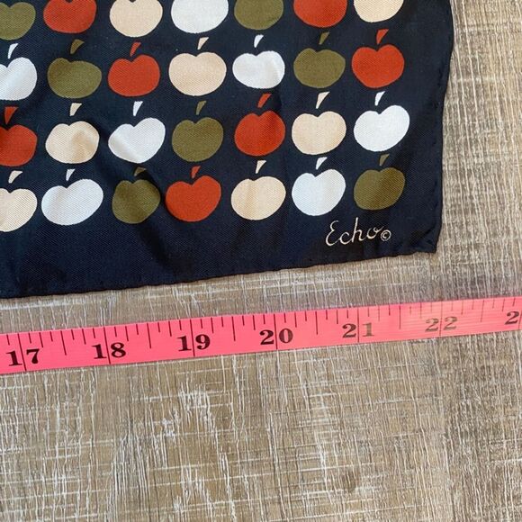 60s 70s Vintage Echo Italy Silk Scarf Novelty Apple Print Retro Mod Twee Swiftie - Picture 5 of 6